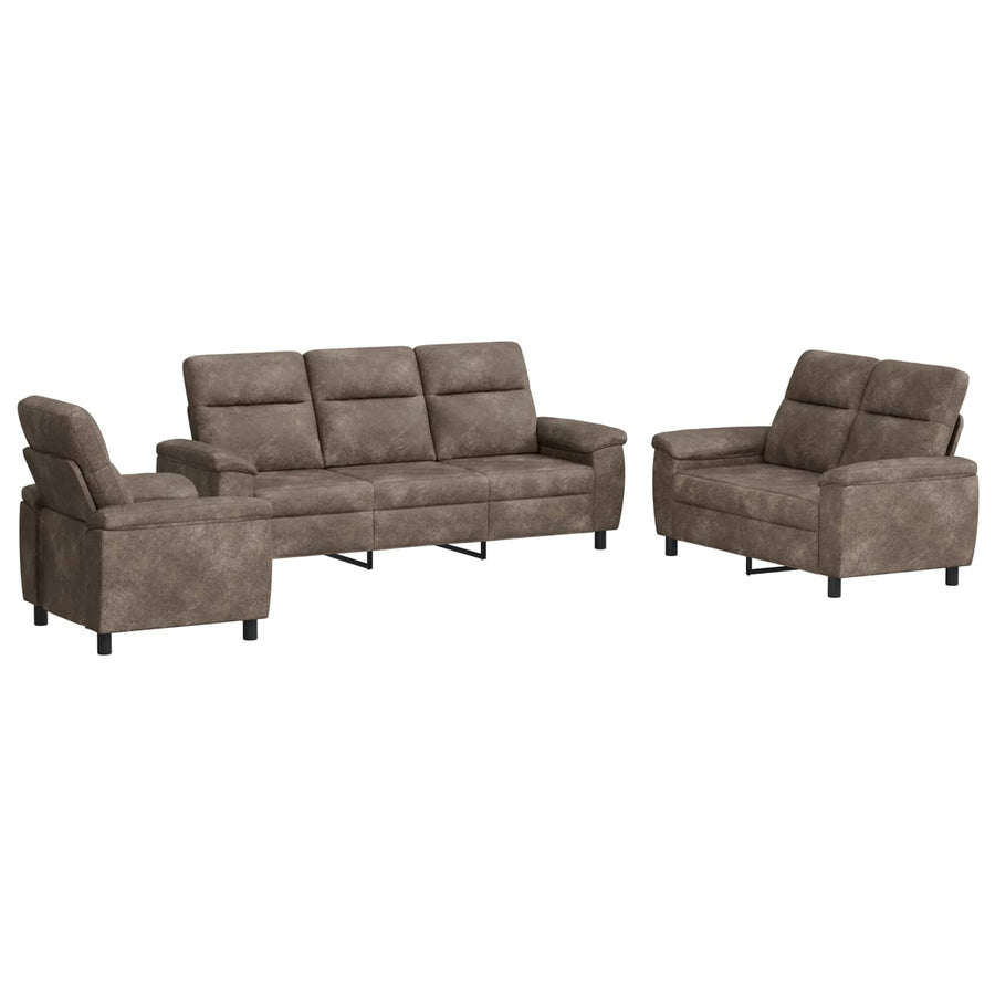 Bankstel 3 pcs Lichtgrijs Nep Suede Leer
