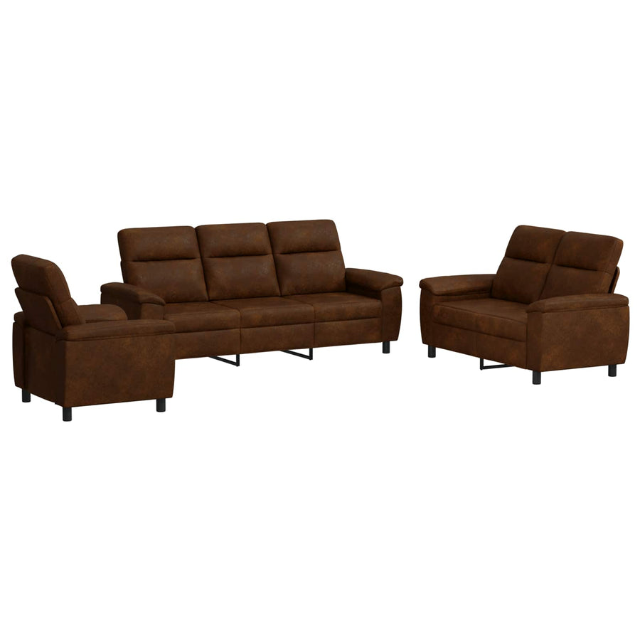 Bankstel 3 pcs Legergroen Nep Suede Leer