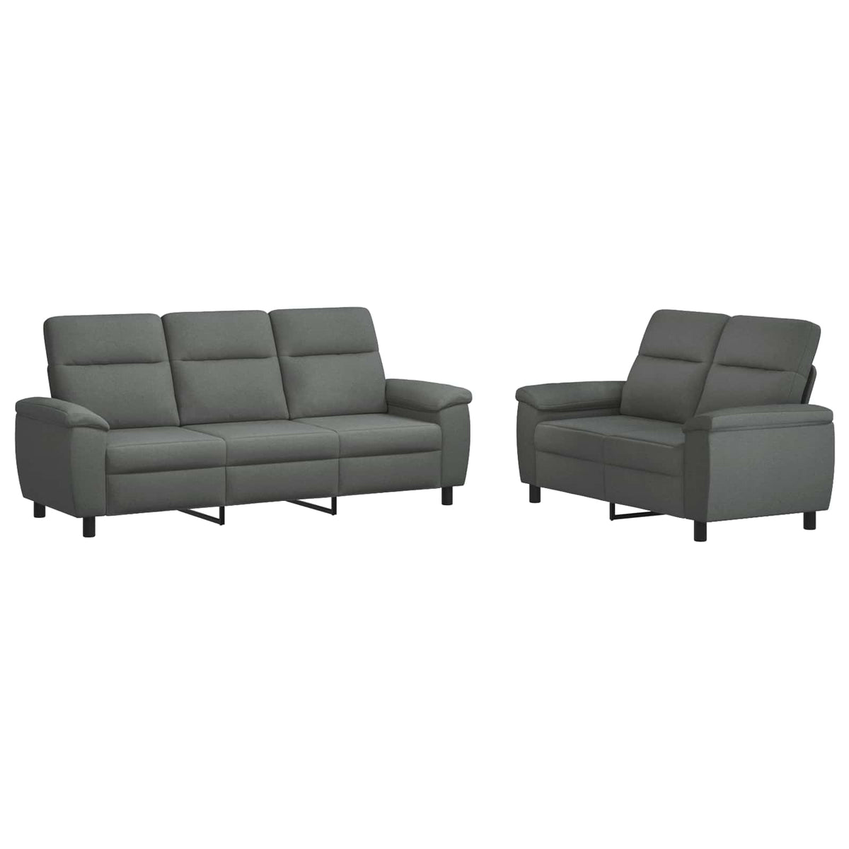 Bankstel 2 pcs Donkergrijs Stof