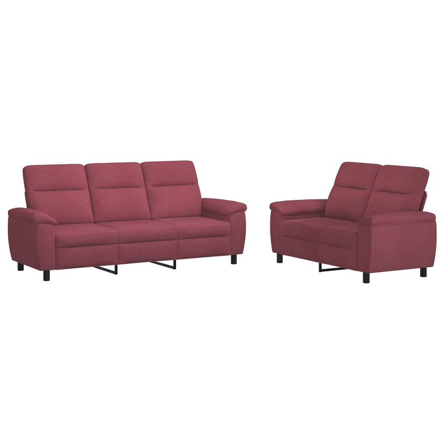 Bankstel 2 pcs Wijnrood Stof