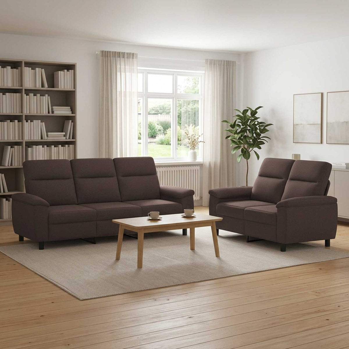 Bankstel 2 pcs Donkerbruin Stof