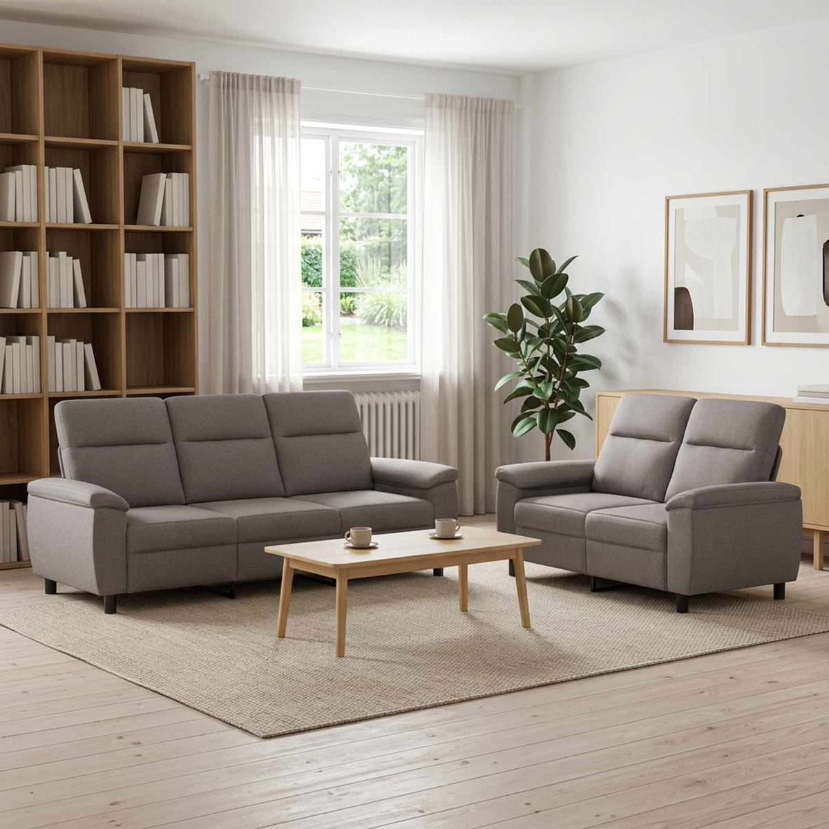 Bankstel 2 pcs Taupe Stof