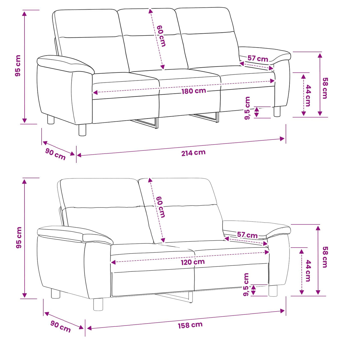 Bankstel 2 pcs Donkergeel Stof