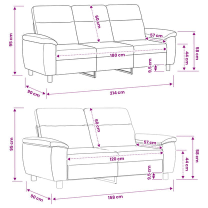 Bankstel 2 pcs Bruin Stof