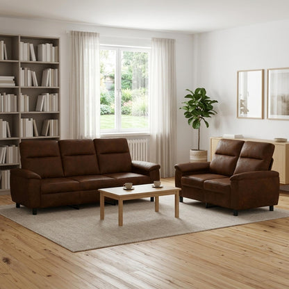 Bankstel 2 pcs Bruin Nep Suede Leer