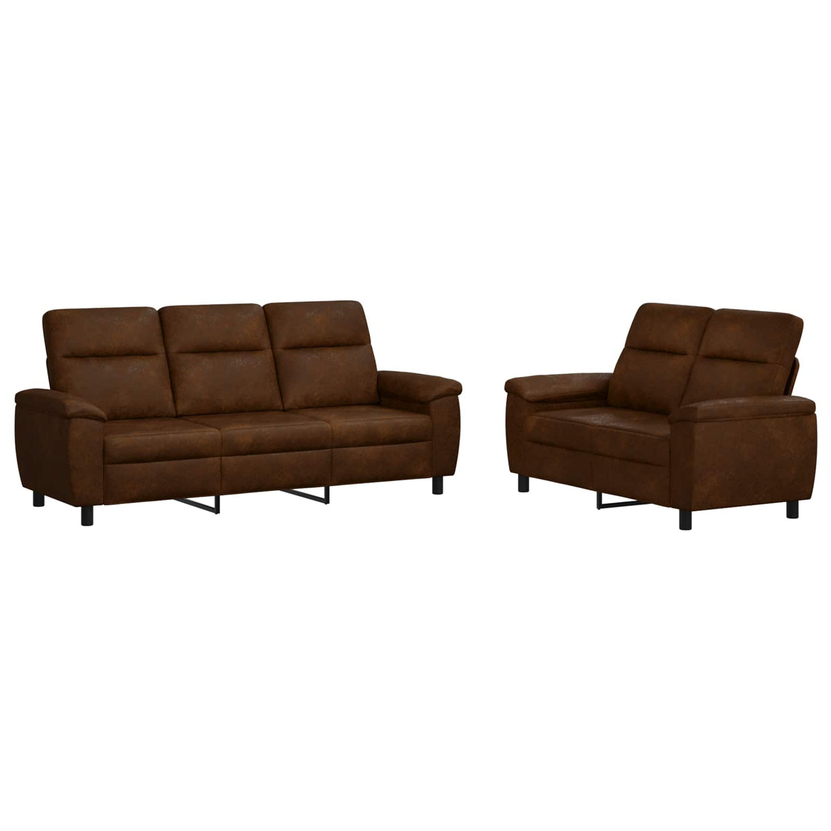 Bankstel 2 pcs Bruin Nep Suede Leer
