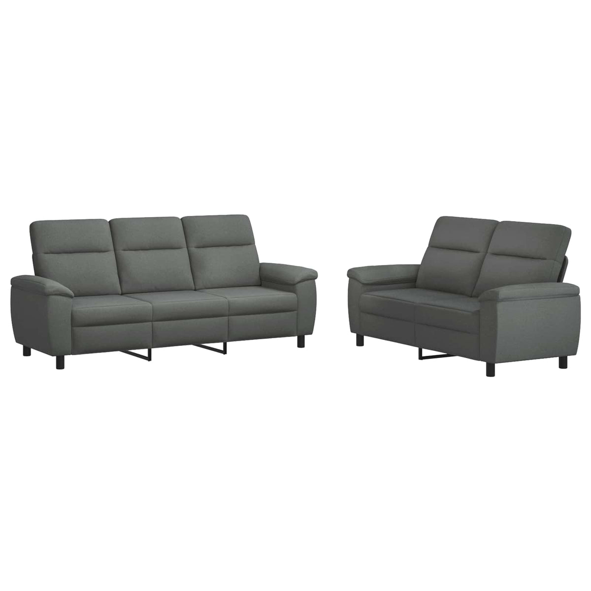 Bankstel 2 pcs Donkergrijs Stof