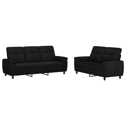 Bankstel 2 pcs Zwart Stof