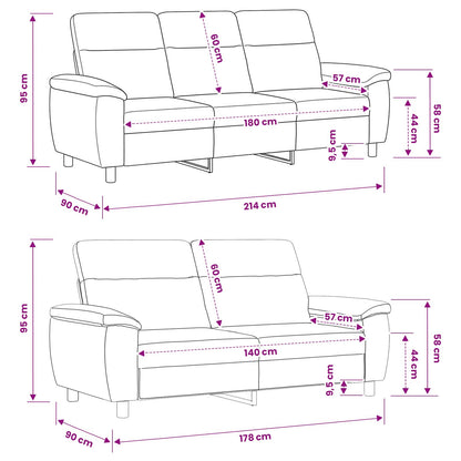 Bankstel 2 pcs Taupe Stof