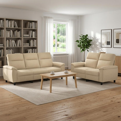 Bankstel 2 pcs Crèmekleurig Stof