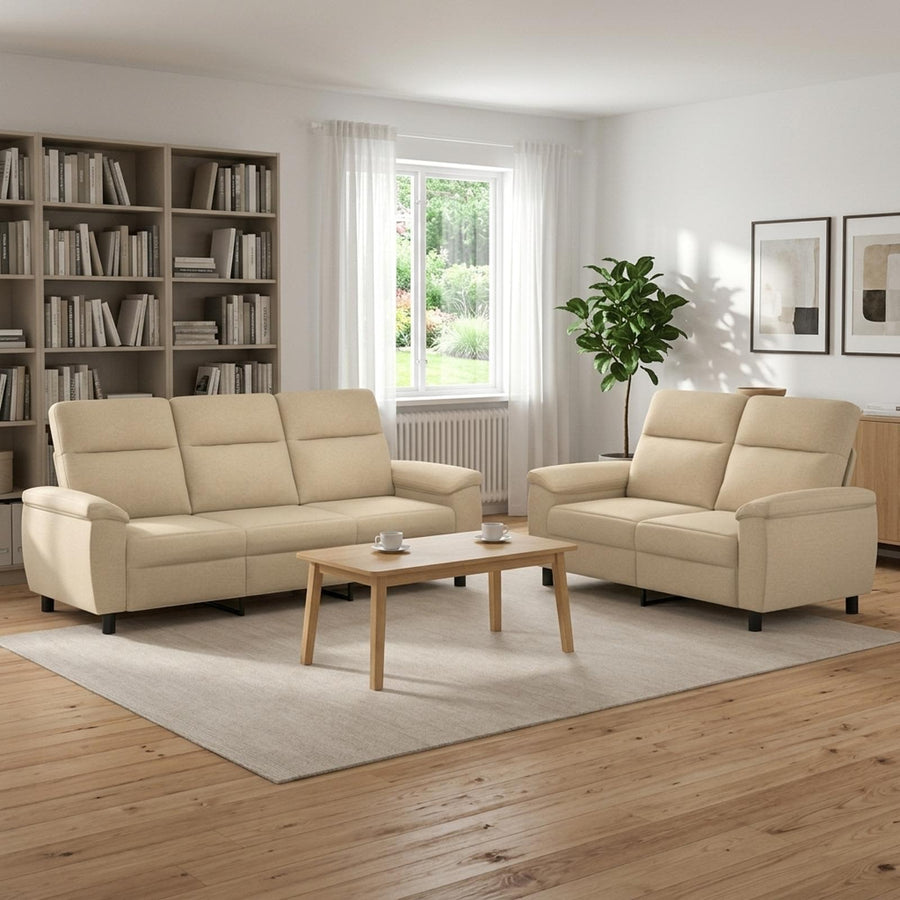 Bankstel 2 pcs Crèmekleurig Stof