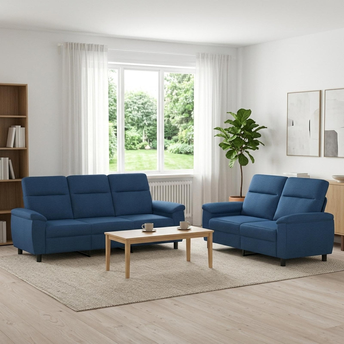 Bankstel 2 pcs Blauw Stof