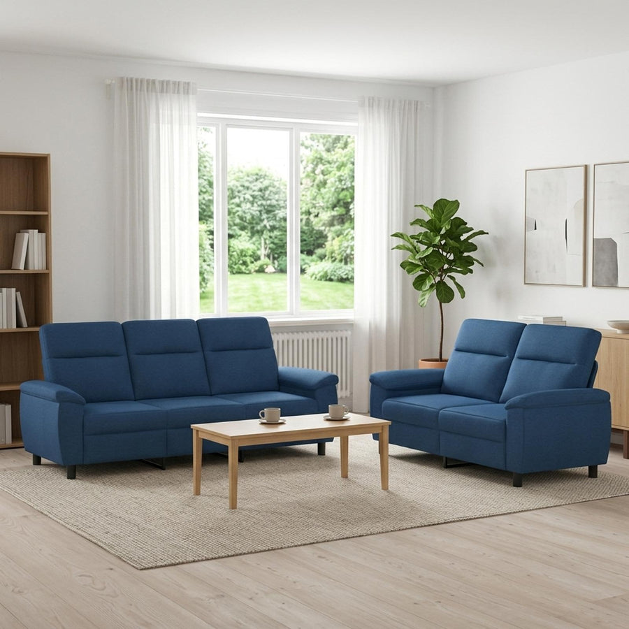 Bankstel 2 pcs Blauw Stof