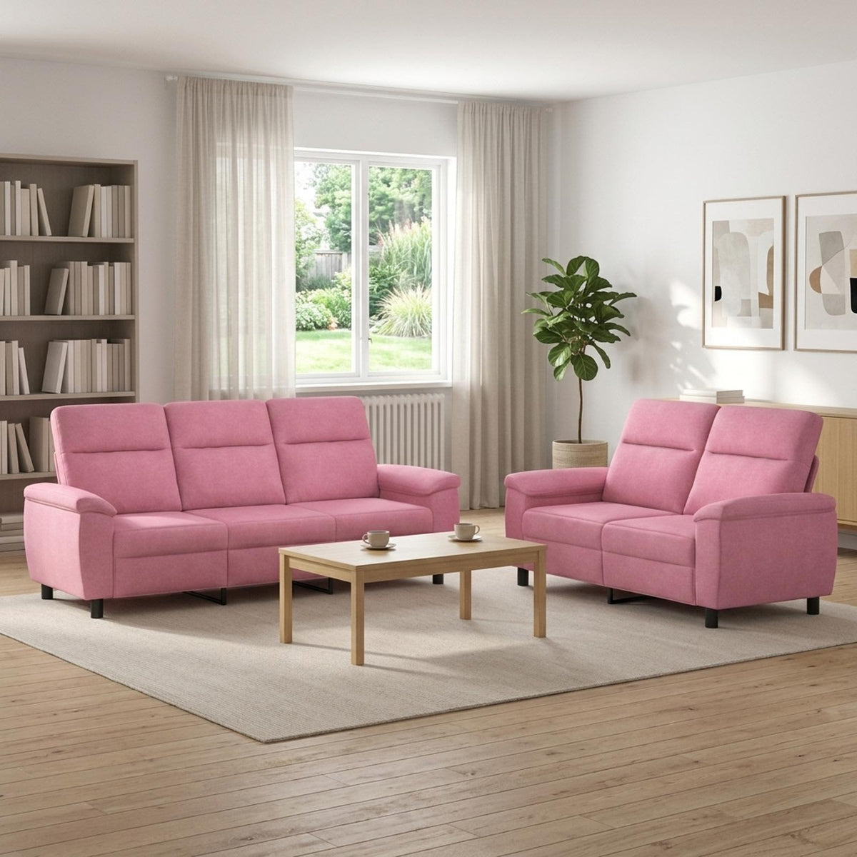 Bankstel 2 pcs Roze Stof