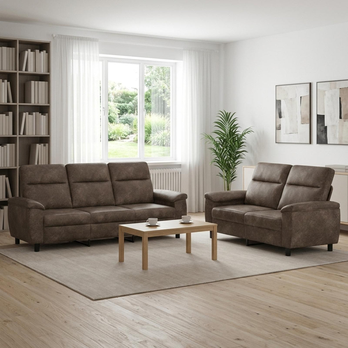Bankstel 2 pcs Donkergrijs Nep Suede Leer