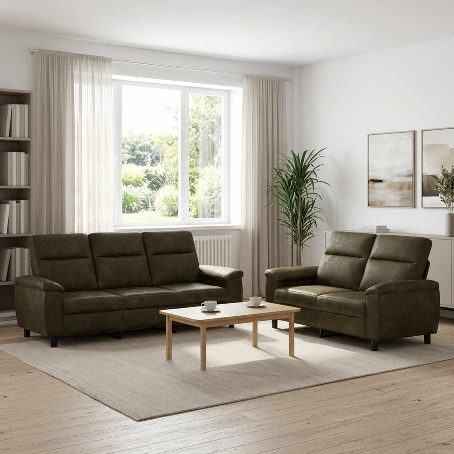 Bankstel 2 pcs Legergroen Nep Suede Leer