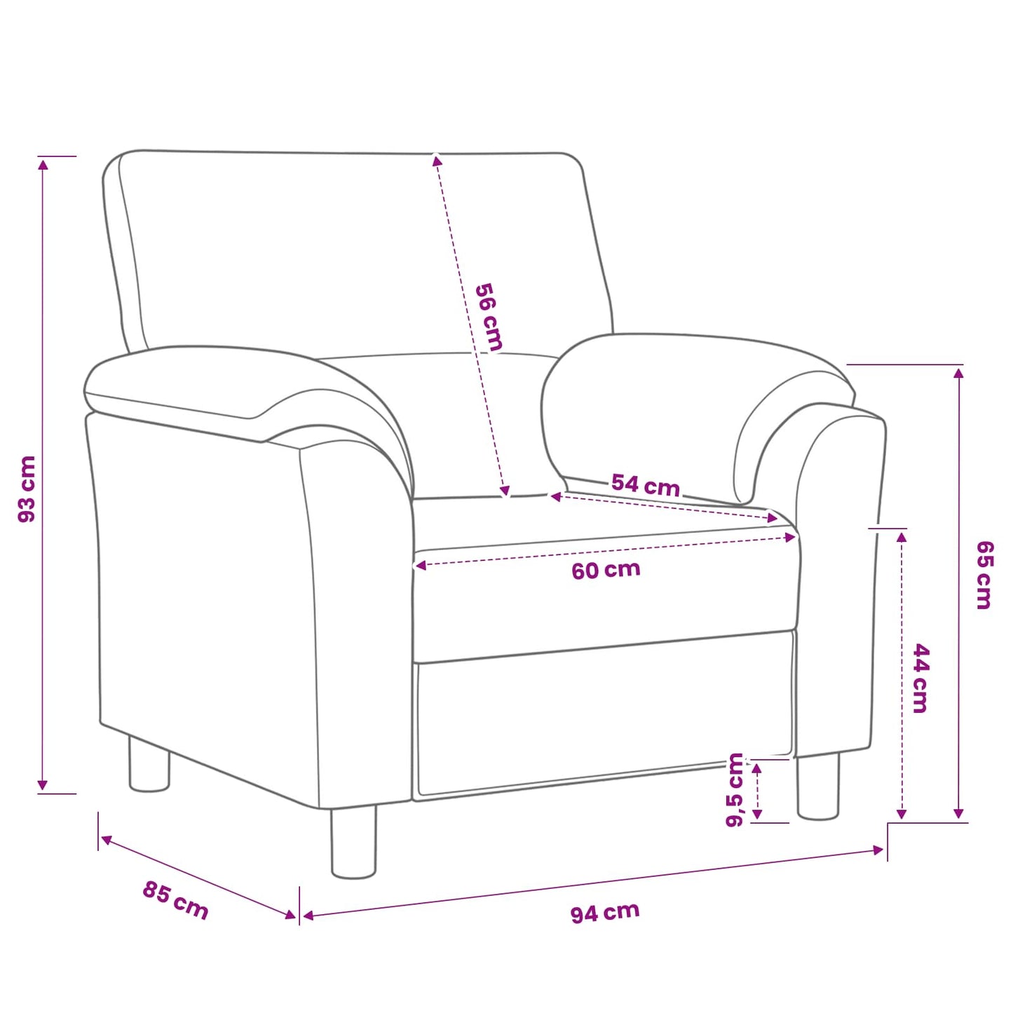 Bank Crèmekleurig 94 x 85 x 93 cm fluweel