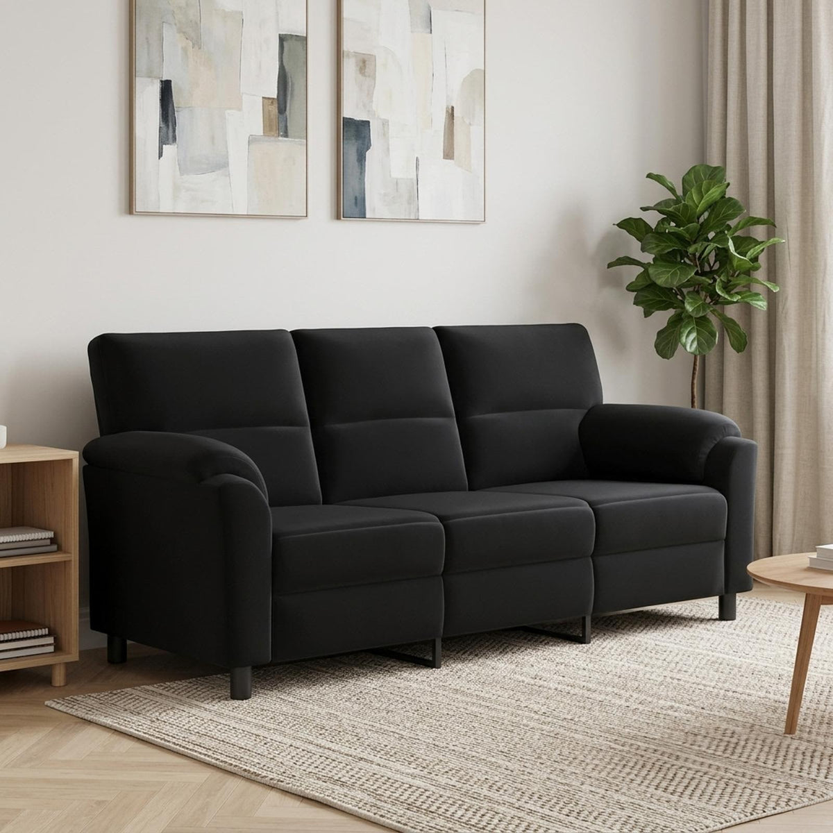 Bank Zwart 214 x 85 x 93 cm fluweel