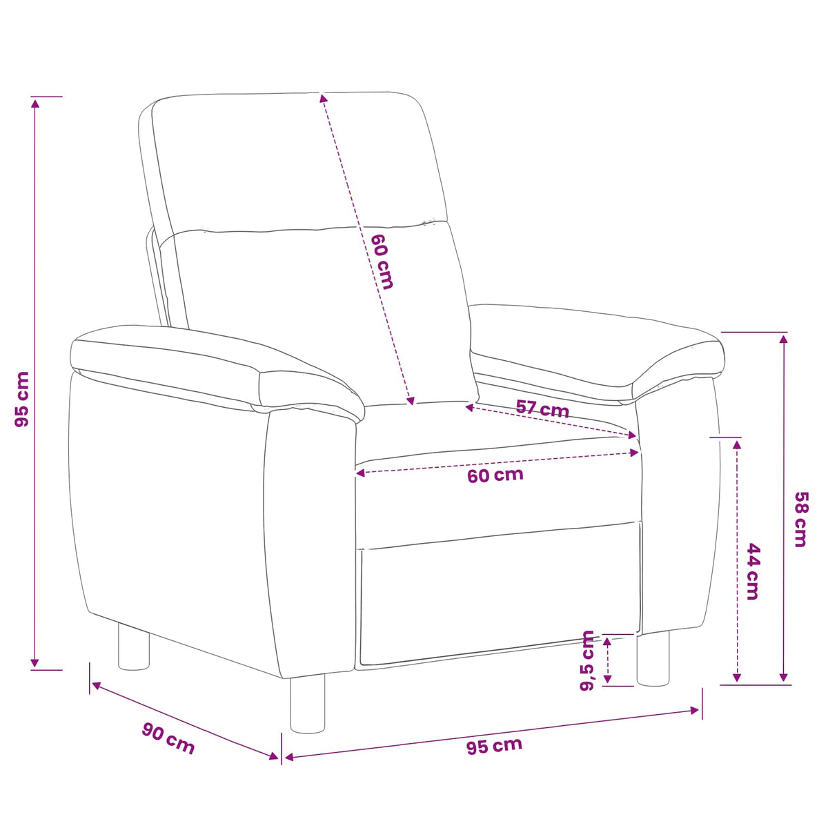 Bank Donkergeel 95 x 90 x 95 cm Stof