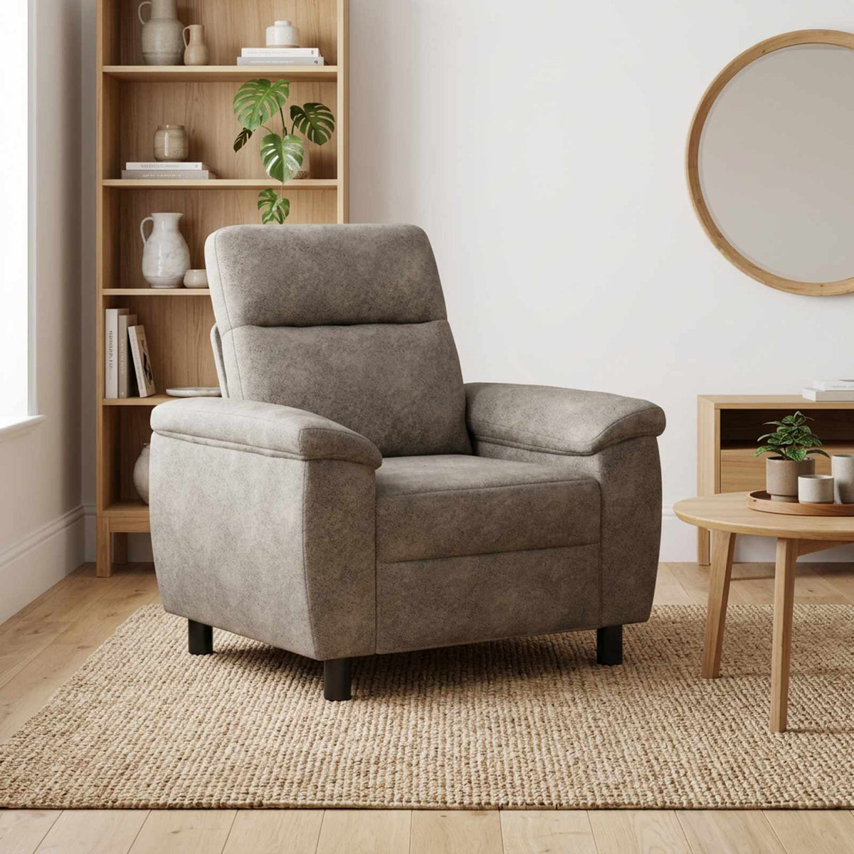 Bank Lichtgrijs 95 x 90 x 95 cm Nep Suede Leer