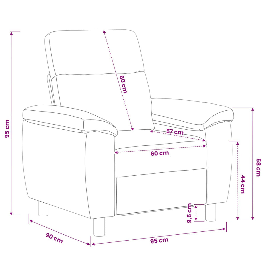 Bank Lichtgrijs 95 x 90 x 95 cm Nep Suede Leer