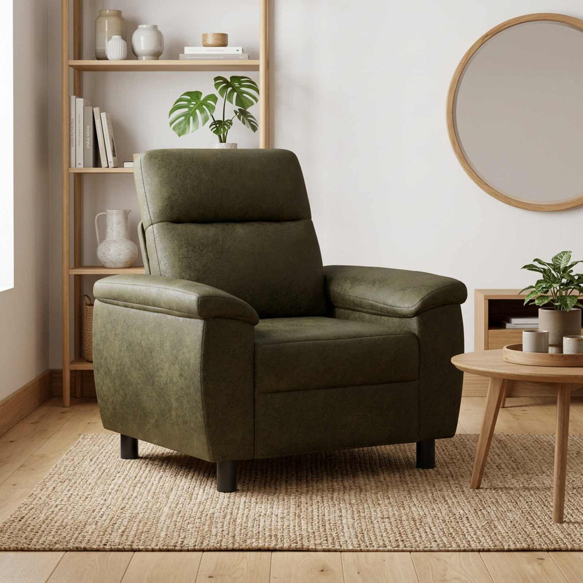 Bank Legergroen 95 x 90 x 95 cm Nep Suede Leer