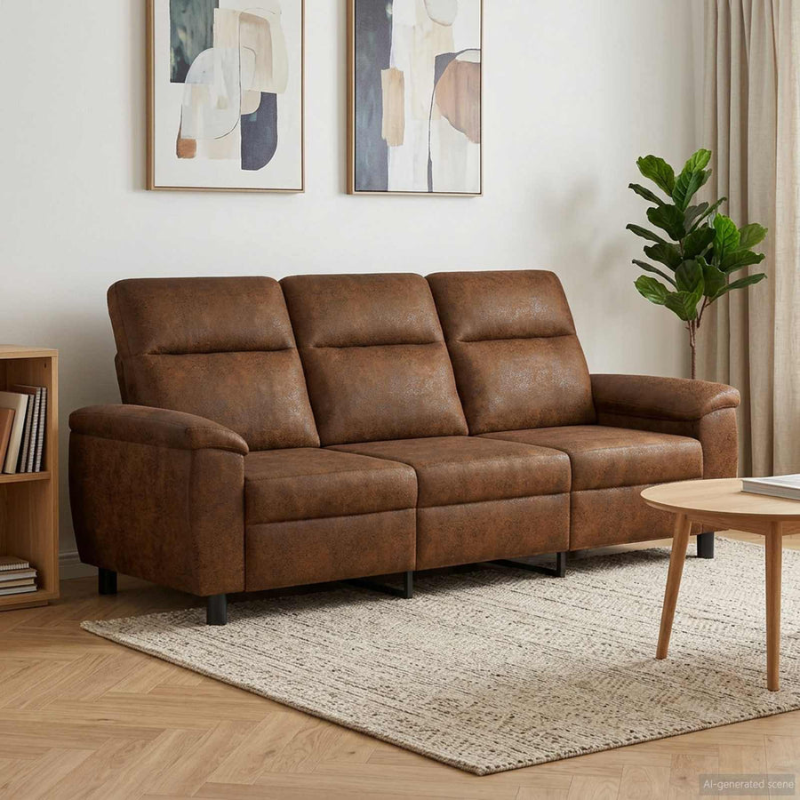 Bank Bruin 214 x 90 x 95 cm Nep Suede Leer