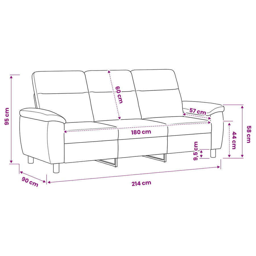 Bank Bruin 214 x 90 x 95 cm Nep Suede Leer