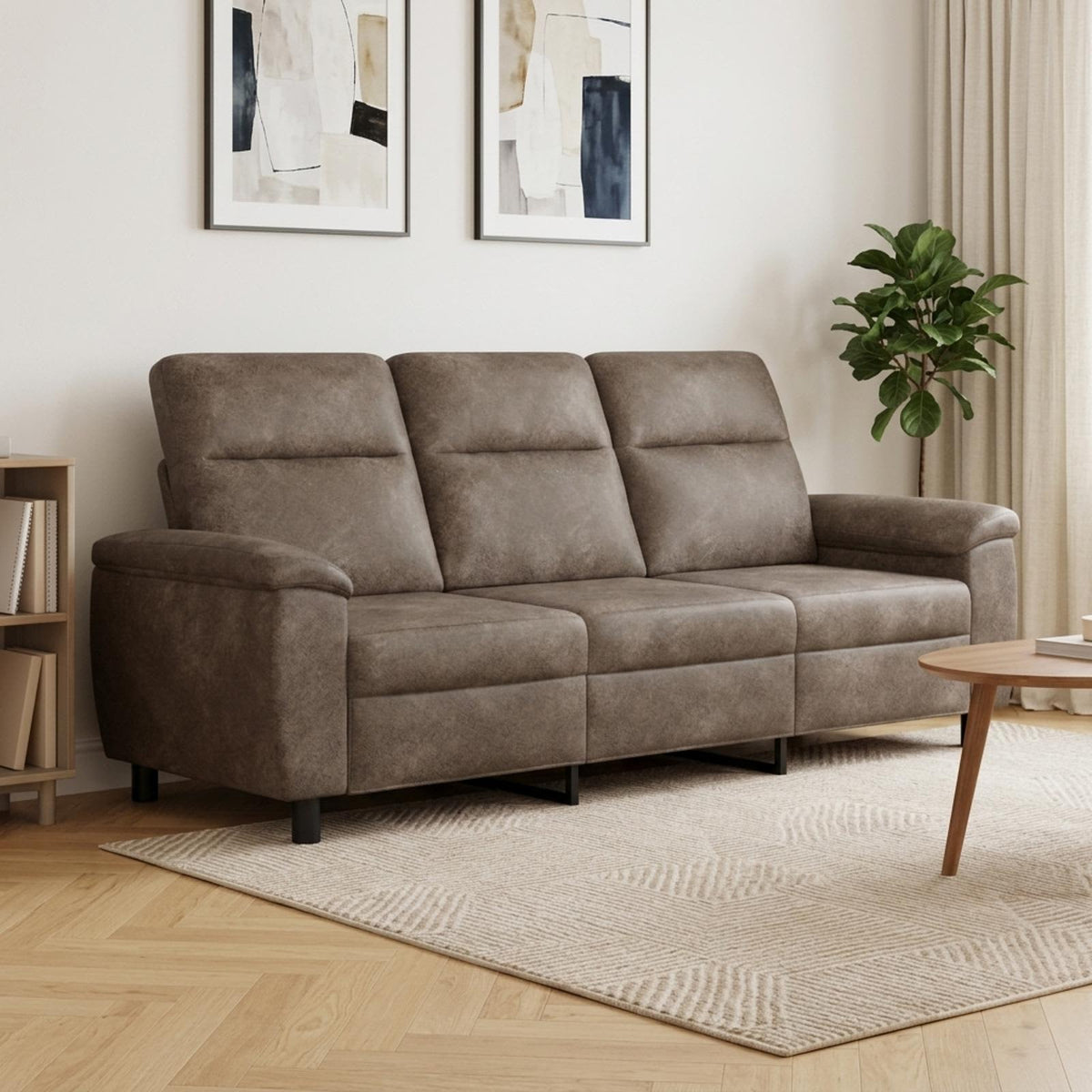 Bank Donkergrijs 214 x 90 x 95 cm Nep Suede Leer