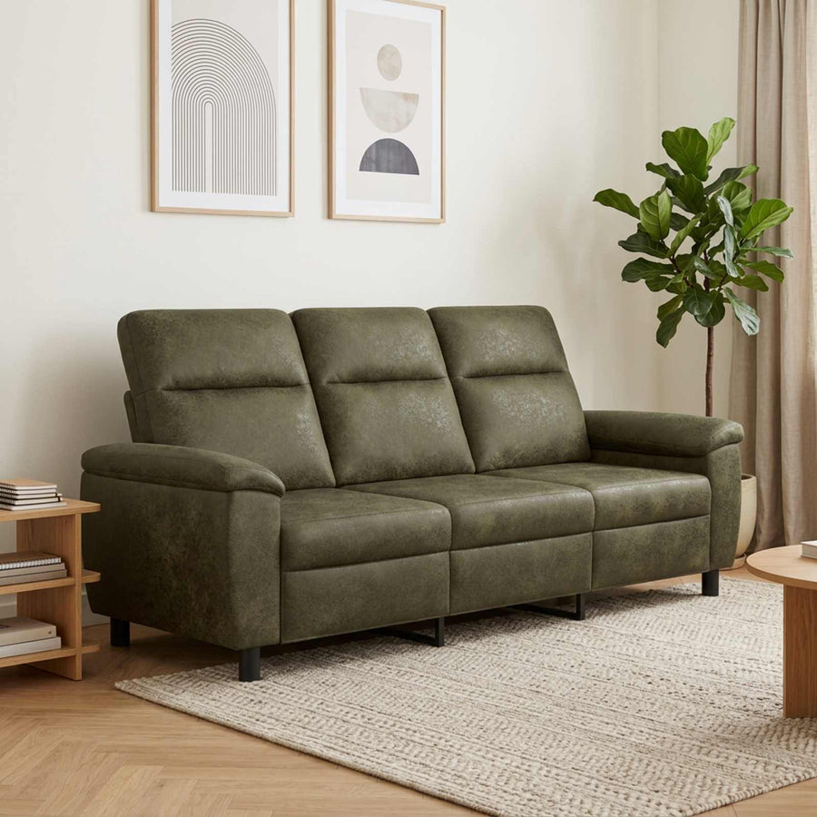 Bank Legergroen 214 x 90 x 95 cm Nep Suede Leer