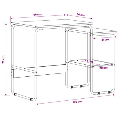 Bureau met opbergruimte Zwart eiken 100 x 50 x 75 cm