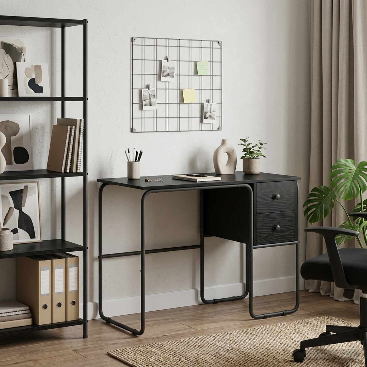 Bureau met opbergruimte Zwart eiken 100 x 50 x 75 cm