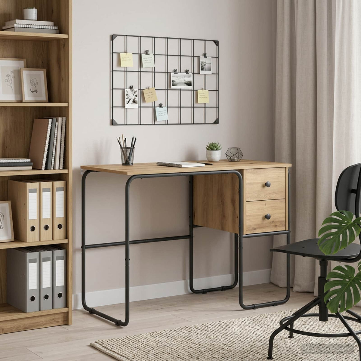 Bureau met opbergruimte Artisanaal eiken 100 x 50 x 75 cm