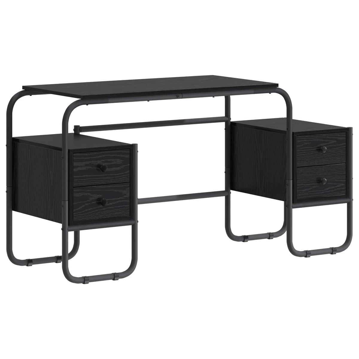 Bureau met opbergruimte Zwart eiken 145 x 50 x 75 cm