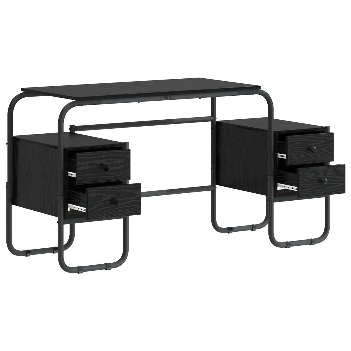 Bureau met opbergruimte Zwart eiken 145 x 50 x 75 cm