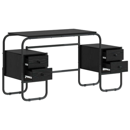 Bureau met opbergruimte Zwart eiken 145 x 50 x 75 cm