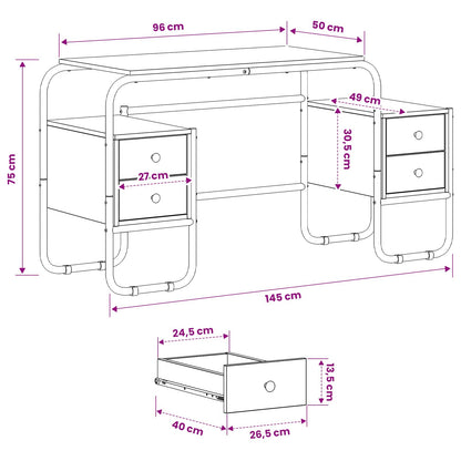 Bureau met opbergruimte Sonoma Eiken 145 x 50 x 75 cm