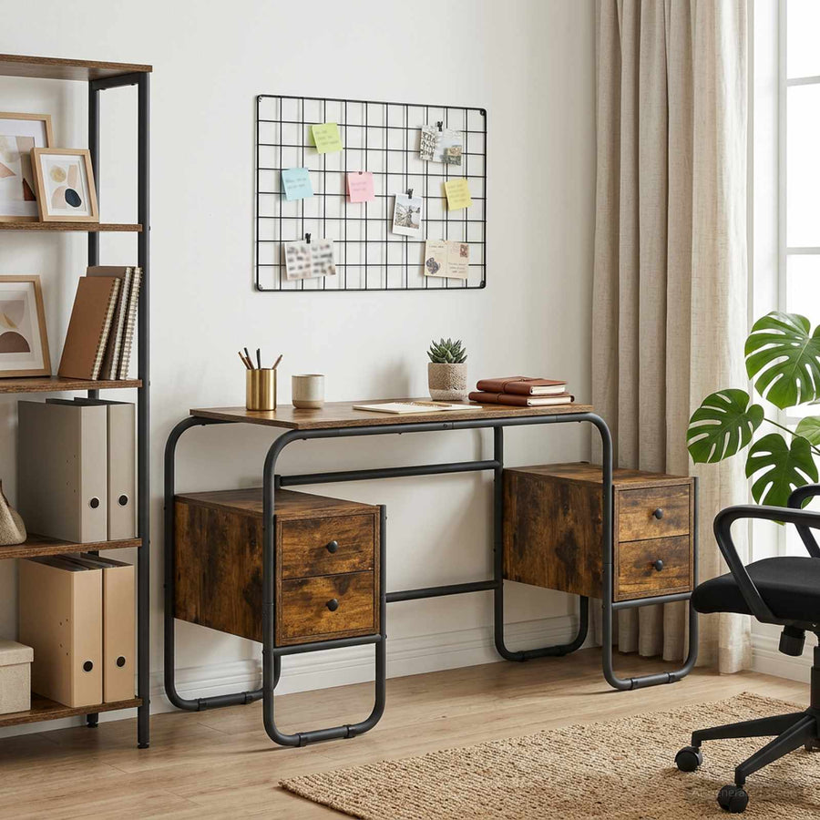 Bureau met opbergruimte Gerookt eiken 145 x 50 x 75 cm
