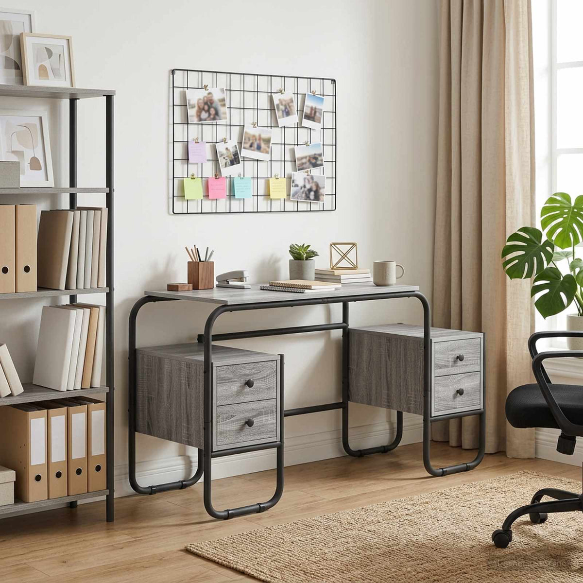 Bureau met opbergruimte Grijs Sonoma 145 x 50 x 75 cm
