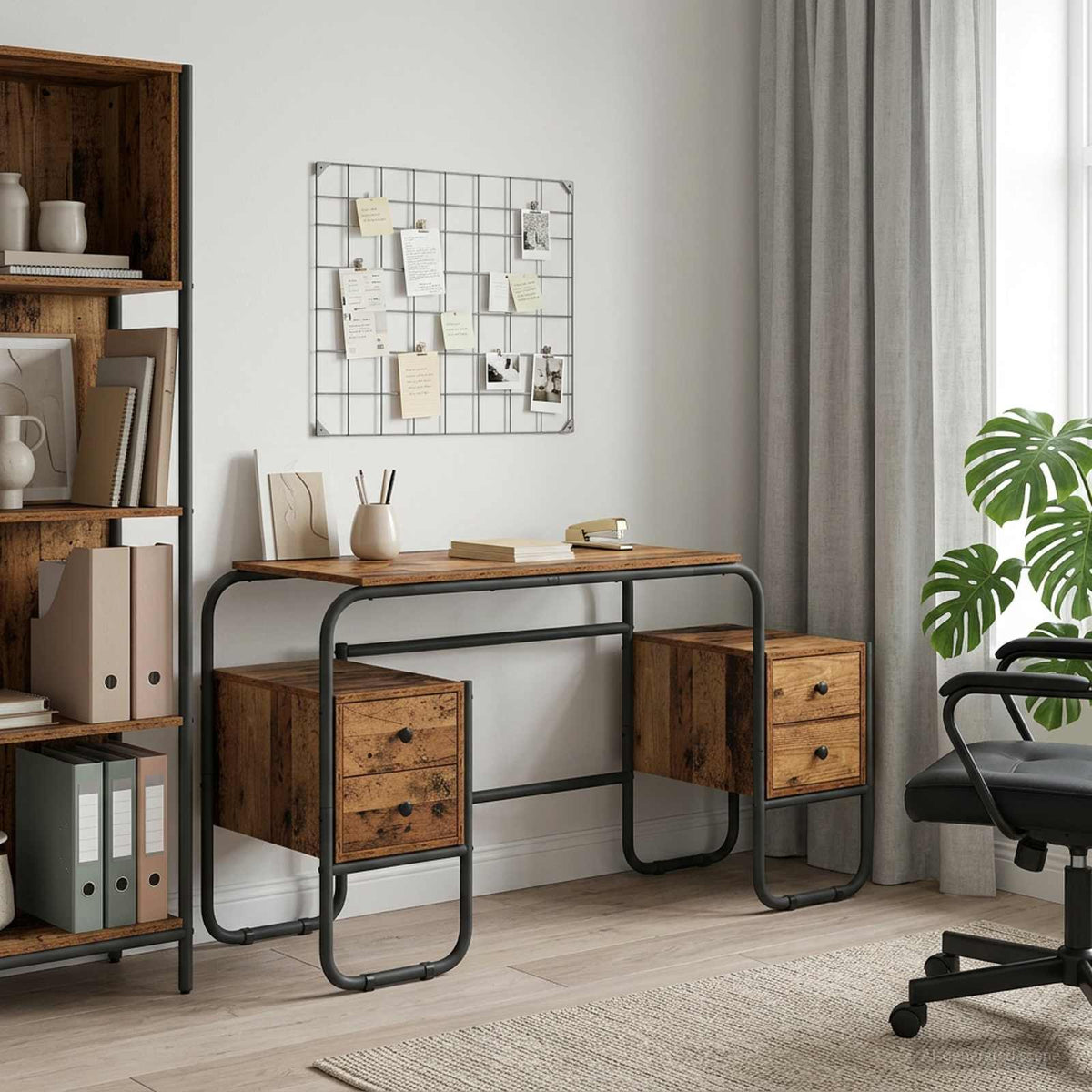 Bureau met opbergruimte Oud hout 145 x 50 x 75 cm