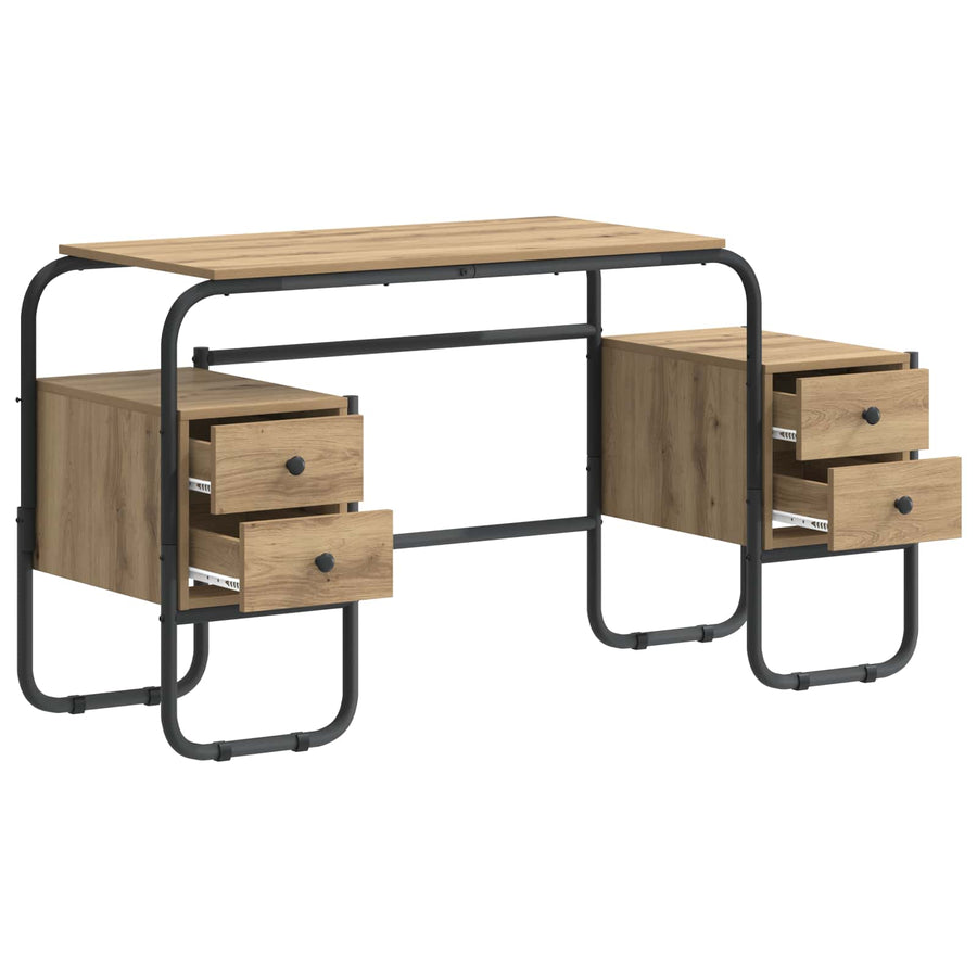 Bureau met opbergruimte Artisanaal eiken 145 x 50 x 75 cm