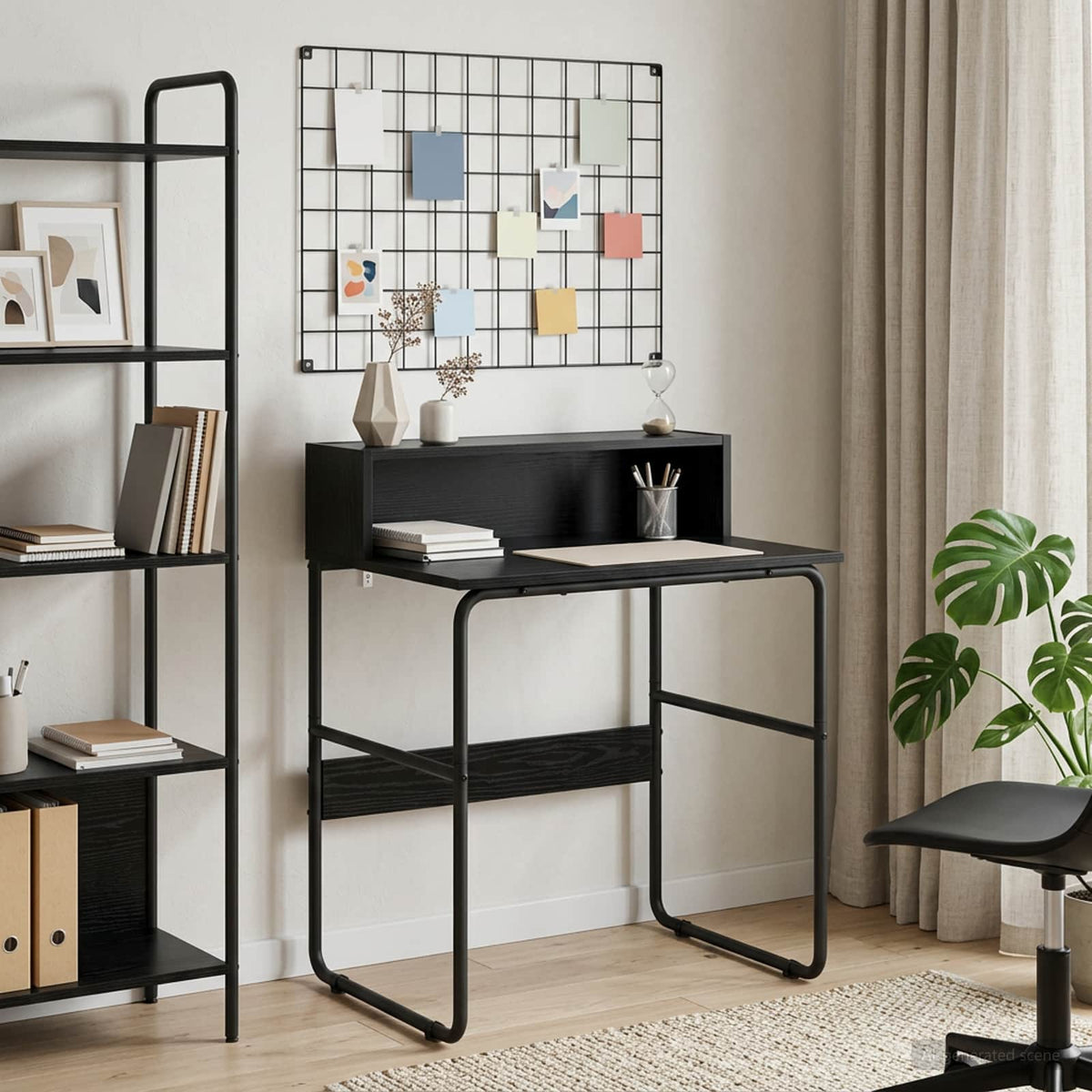 Bureau met opbergruimte Zwart eiken 60 x 50 x 91 cm