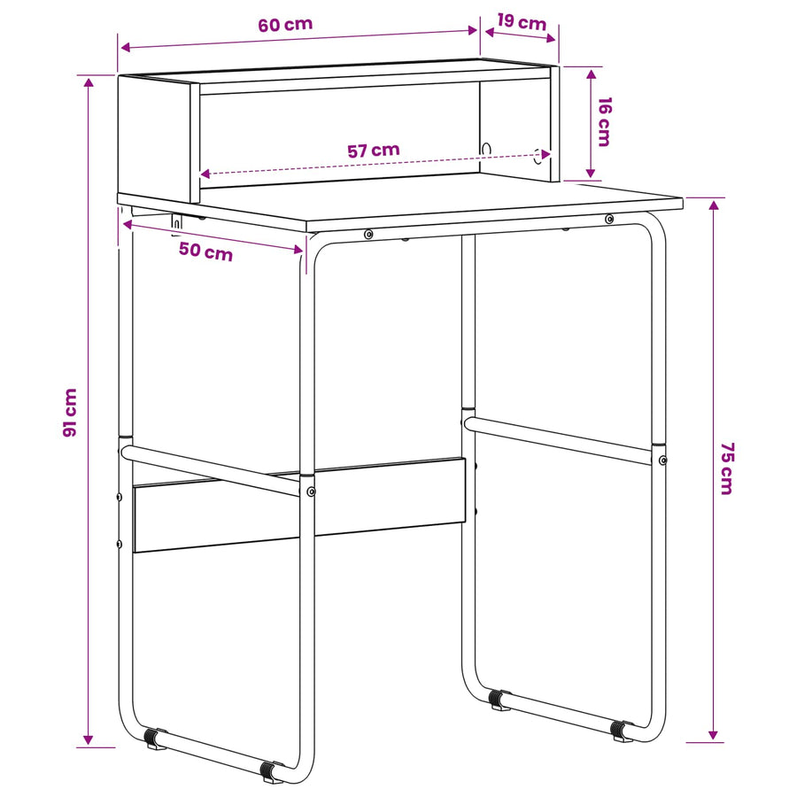 Bureau met opbergruimte Gerookt eiken 60 x 50 x 91 cm