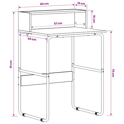 Bureau met opbergruimte Artisanaal eiken 60 x 50 x 91 cm