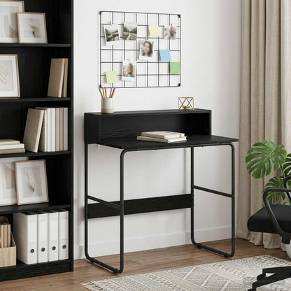 Bureau met opbergruimte Zwart eiken 80 x 50 x 91 cm