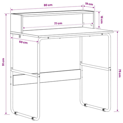 Bureau met opbergruimte Zwart eiken 80 x 50 x 91 cm