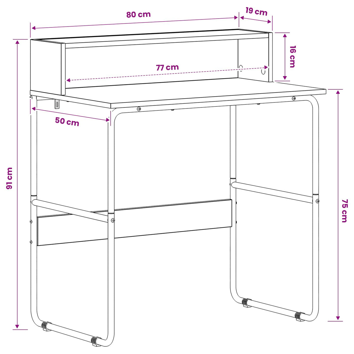 Bureau met opbergruimte Grijs Sonoma 80 x 50 x 91 cm