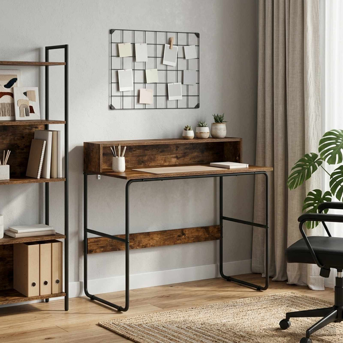 Bureau met opbergruimte Gerookt eiken 100 x 50 x 91 cm