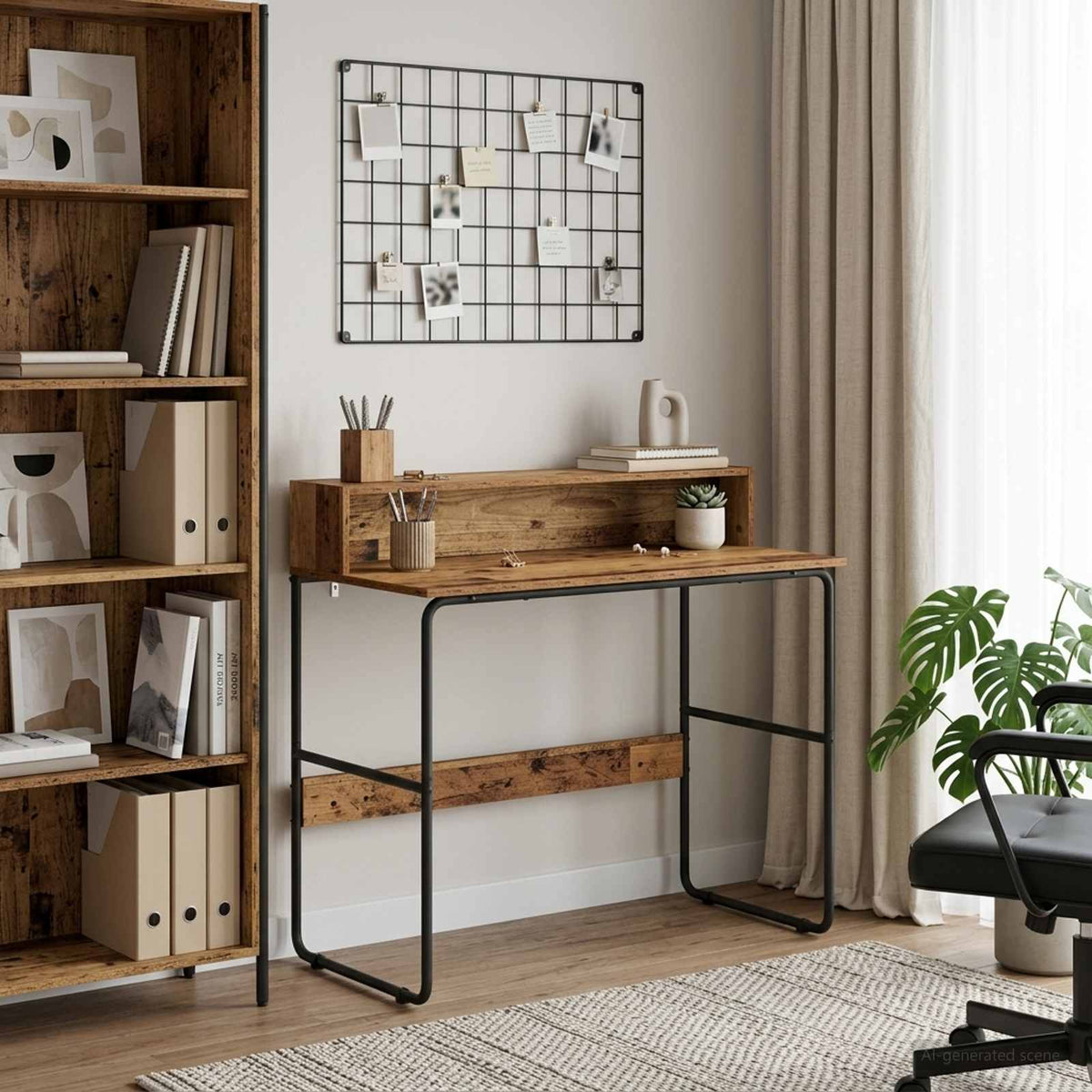 Bureau met opbergruimte Oud hout 100 x 50 x 91 cm