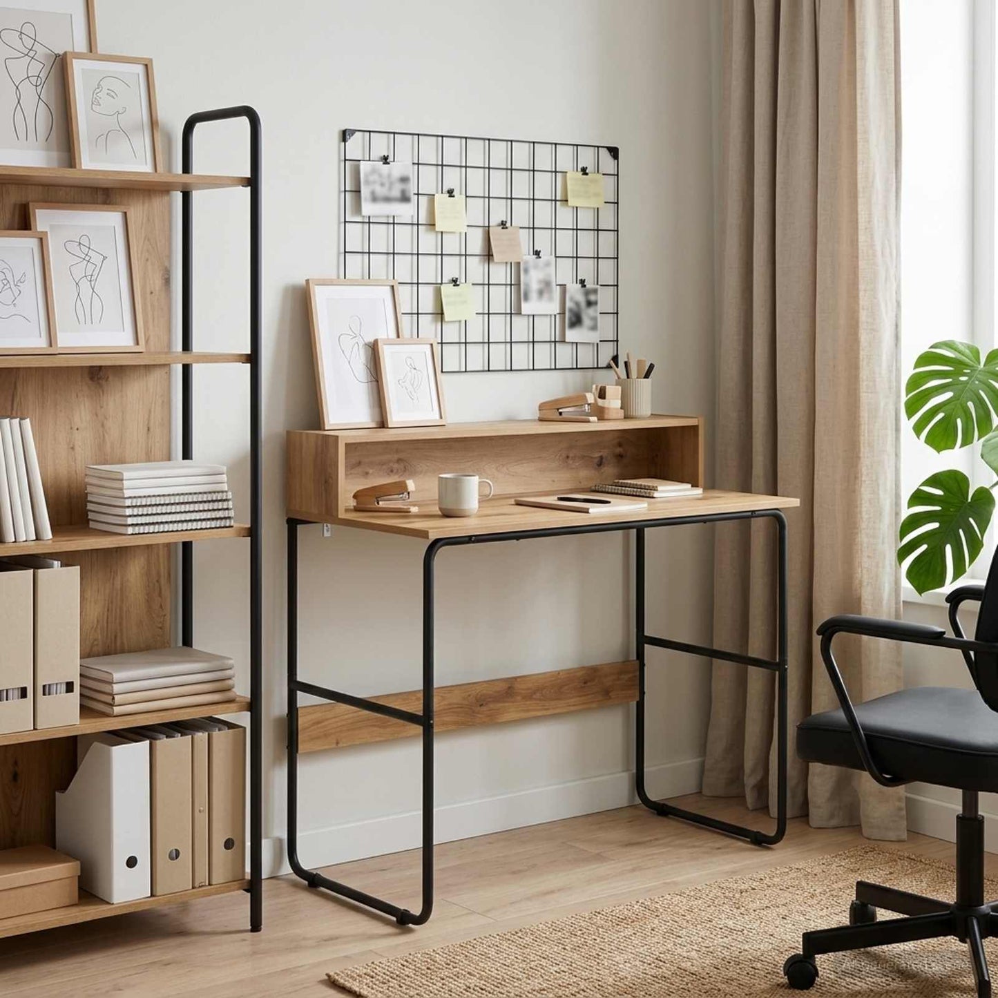 Bureau met opbergruimte Artisanaal eiken 100 x 50 x 91 cm